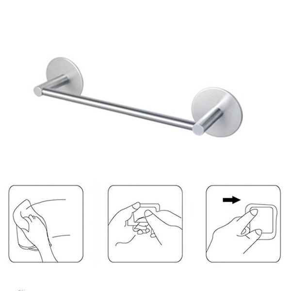 

towel bar wall mounted brushed finish self adhesive rail holder stainless steel