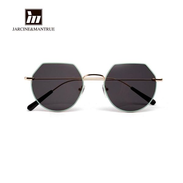 

polygonal metal frame sunglasses men's small frame slim legs retro glasses women, White;black