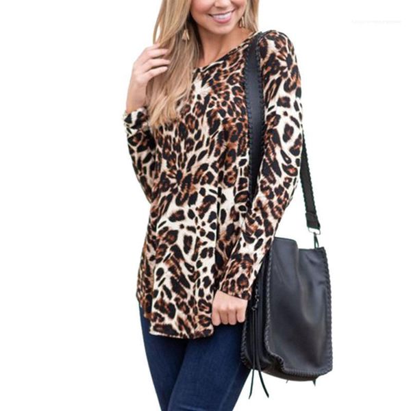 

long sleeve crew neck leopard printed street style fashion female clothing autumn womens designer casual tshirt, White