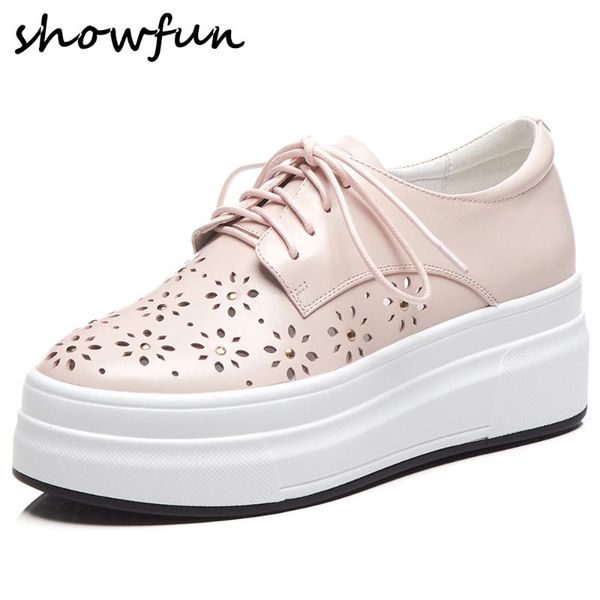 

women's genuine leather platform flats loafers leisure soft comfortable casual sneakers cut-out breathable espadrilles shoes hot, Black