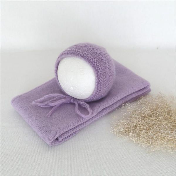 

vintage baby bonnet stretch knit wrap newborn hat cap pgraphy prop layering fabric swaddling blanket prop, Slivery;white