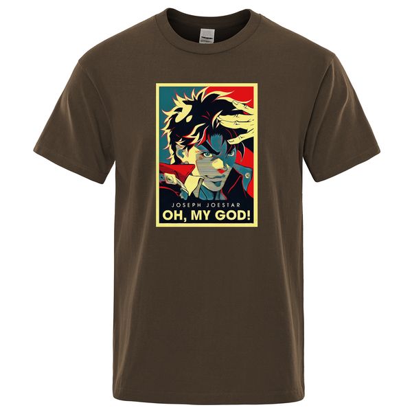 

joestar joseph oh my god letter men t-shirt jojo bizarre adventure vintage tshirts man ajax cotton streetwear male tees