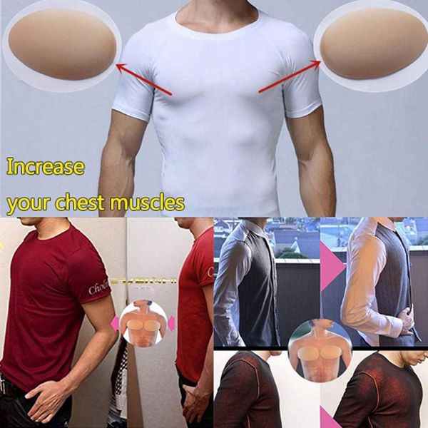 

1 pair increase men's chest muscle self-adhesive silicone pad stickers chest stickers male invisible shaper silicone pad muscle, Black;brown