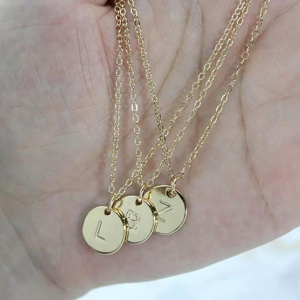 

2020 letter circle pendant necklaces women alphabet charm link chain for ladies luxury jewelry gift, Silver