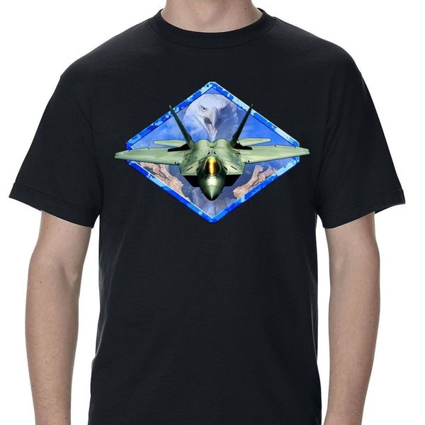 

2019 new pure cotton short sleeves hip hop fashion f-22 raptor diamond eagle men's t-shirt
