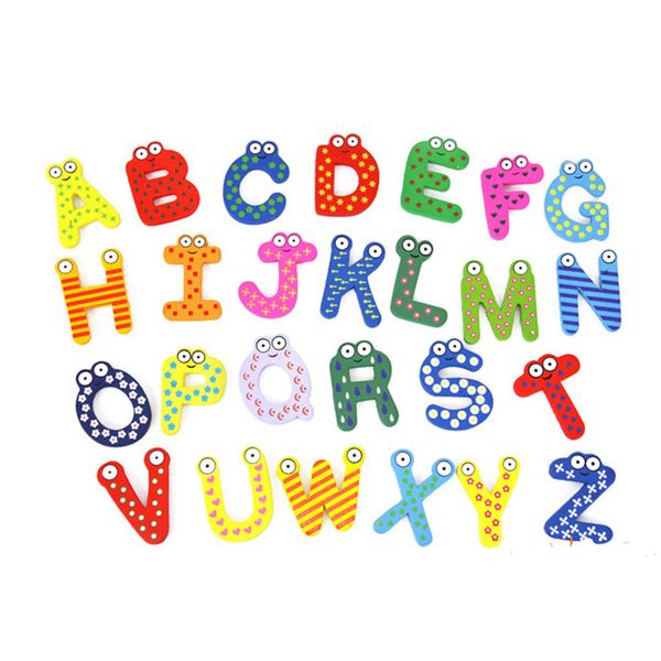 

26pcs alphabet letters wooden refrigerator magnets spelling toy cartoon