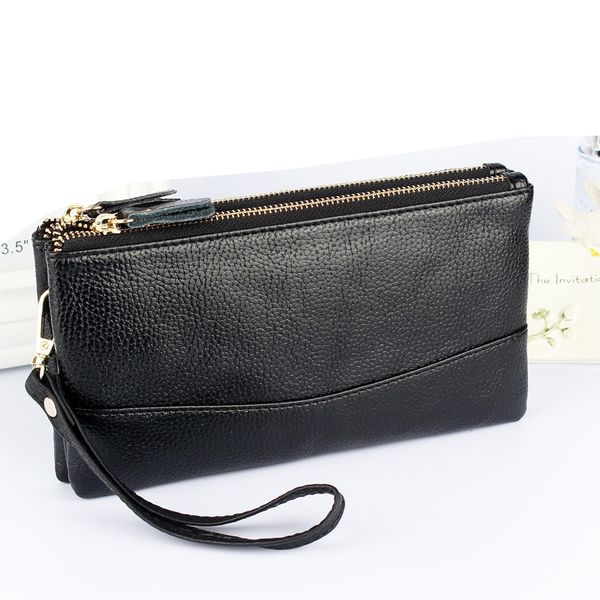 

high capacity fashion women wallets long dull polish pu leather wallet female double zipper clutch coin purse ladies wristlet, Red;black