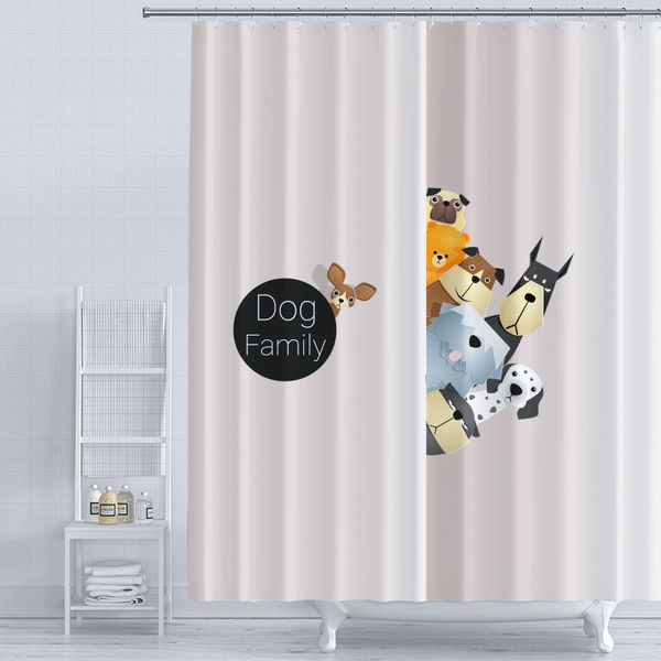 

Nordic Cartoon Animal Polyester Shower Curtain Waterproof Polyester Bath Curtain 3D Mildew-Proof Shower