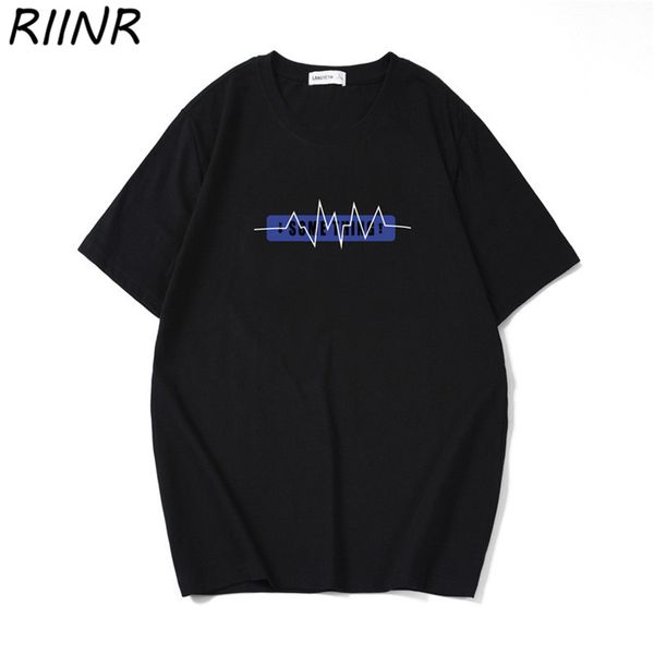 

riinr 2020 spring and summer new men's short-sleeved t-shirt cotton loose simple letter printing shirt large size t-shirt m-4xl