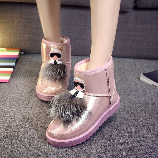 

2020 new winter women snow boots sweet maiden short boots lovely student outdoor waterproof non-slip warm cotton shoes, Black