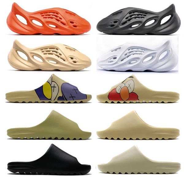 

2021 fashion slides foam runner desert sand earth brown resin mens womens slipper pantoufle luxe male female sandal slippers, Black