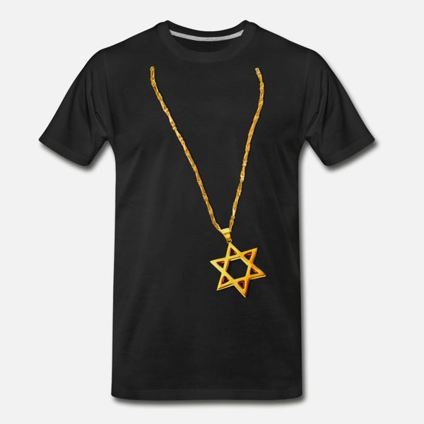 

long gold chain and star of david t shirt men custom cotton crew neck pictures gift new fashion summer letter shirt