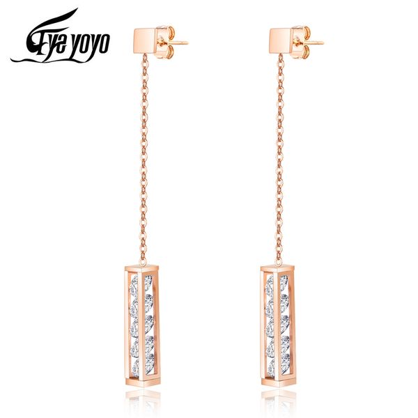 

eyeyoyo korean fashion super flash 5 crystal earring square post rose gold woman stud party earring women jewlry gift wholesale, Silver