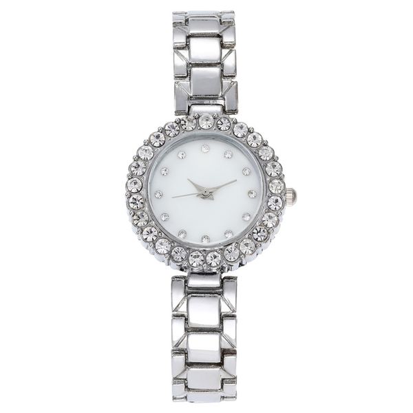 

simple fashion 2020 trend alloy metal stones watches for women ladies female casual students wholesale dress quartz wrist watch, Slivery;brown