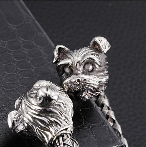 

bangle animal double head cat bracelets silver plated, Black