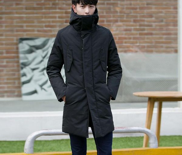 

m--4xl 2020 winter men new fashion hooded cultivate one's morality leisure black long down coat