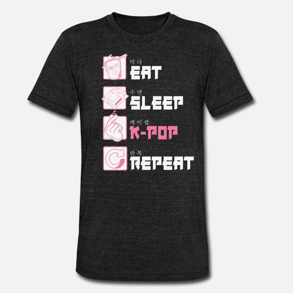 

k pop gayo eat sleep repeat koreanischer pop drama t shirt men customize cotton crew neck vintage cute basic spring normal shirt