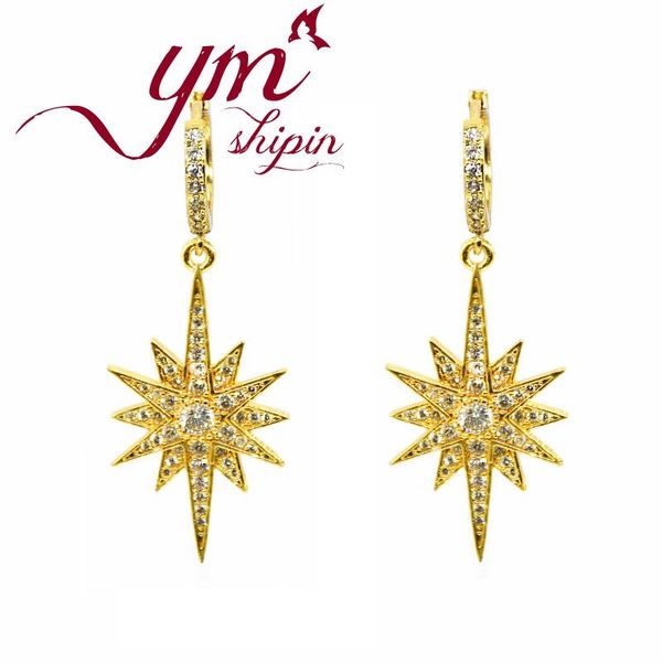 

trendy stars micro inlay luxury drop earrings for women golden metal statement earrings jewelry 2020 charm classic style eh0113, Silver