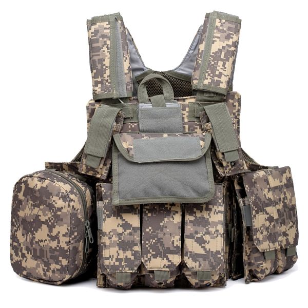

us army tactical vest paintball cs wargame outdoor molle strike plate carrier combat vest acu, Camo;black