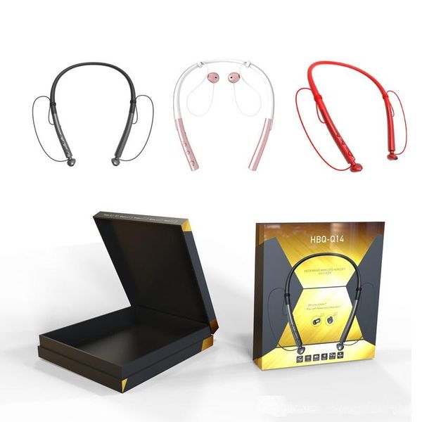 

hbq q14 wireless headphones waterproof sports bluetooth earphones lightweight neckband headset with mic noise-cancellation 10pcs/lot