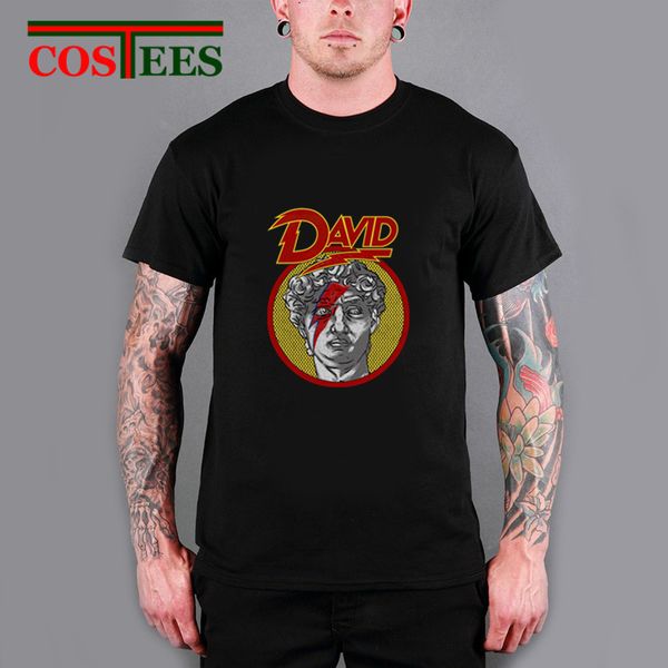 

david michelangelo summer short sleeve printed t shirts men parody david rebel bowie fun harajuku tshirt plus size funny t-shirt