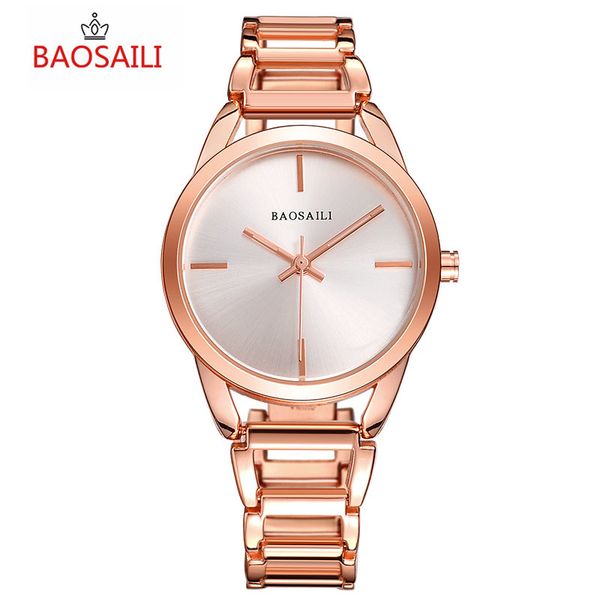 

baosaili luxury women simple bracelet watch brand quartz ladies watches rose gold wriswatch analog clock dress montre femme, Slivery;brown