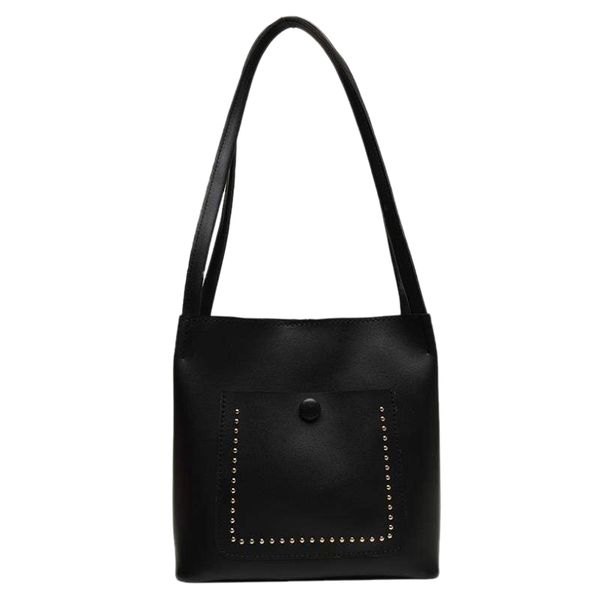 

fggs-leather tote wild shoulder bag large capacity tote bag women bucket