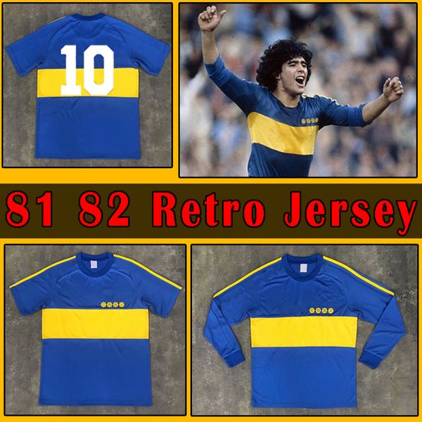 

81 82 boca retro jersey maillot diego armando maradona home blue football shirt short/long sleeve, Black;yellow