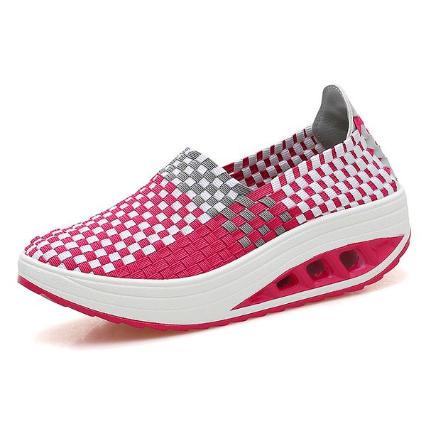 

35-40 lady knit shoes thick heel fitness sneaker lace up running shoes women walking shoe z240, Black
