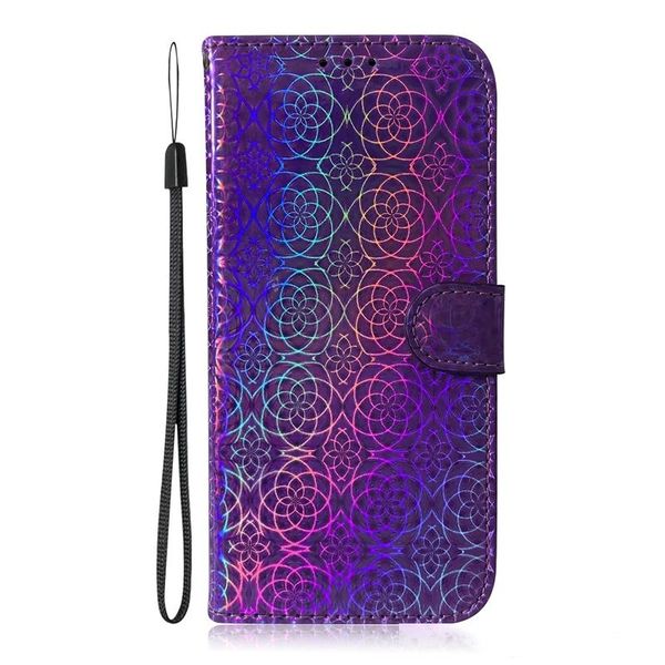 

bling leather wallet case for lg g8 thinq stylo 5 stylo5 k50 q60 w10 moto g7 play power laser gradient flower luxury id slot holder cover