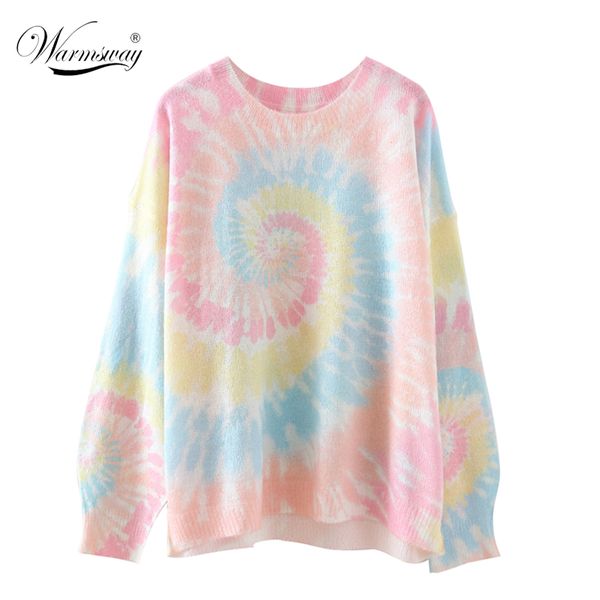 

2020 fall winter oversized sweater women fashion tie-dye o-neck mohair pullover knitting long sleeve casual ladies jumper b-026, White;black