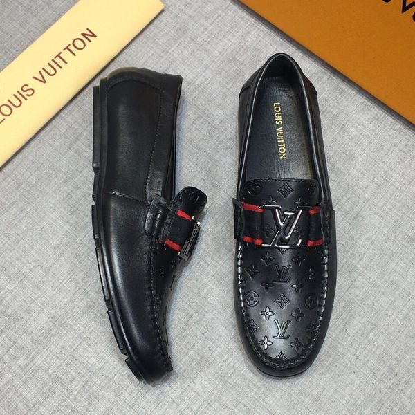 

big size mens genuine leather shoe fashion slip on shoes for men designer dress shoes italian leather men loafers luxury brands men shoes, Black