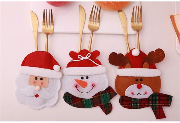 

new christmas tableware set christmas cartoon cutlery set santa claus knife fork holder party supplies deskdecoration a07