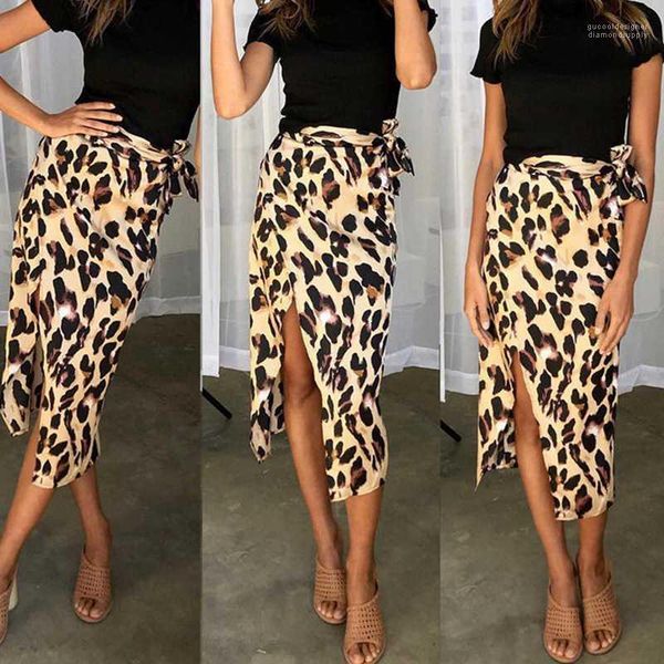 

ladies leopard chiffon skirts split belt womens one piece skirts panelled female a line skirts summer, Black