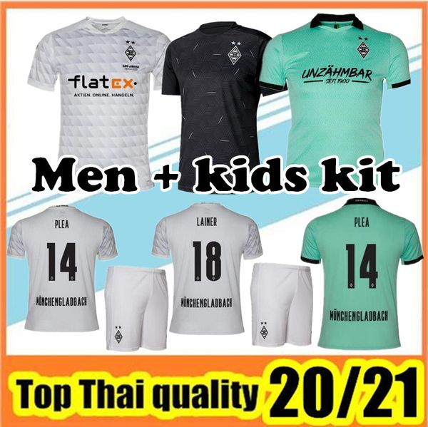 

men kids kit 20 21 mönchengladbach soccer jersey 2020 2021 mönchengladbach thuram lainer plea borussia football shirt, Black;yellow