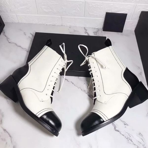 

boots women new solid color short boots mid-heel women shoes lace-up and zipper zapatos de mujer winter motorcycle, Black