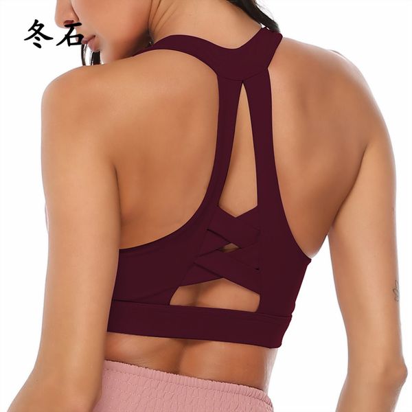 

tank yoga bra -proof gathering sports fitness vest women gym push up hollow padded active underwear, White;black