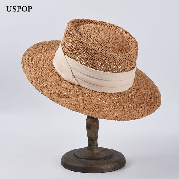 

20020 spring summer new sun hat women flat hat couple's concave straw hats female beach, Blue;gray