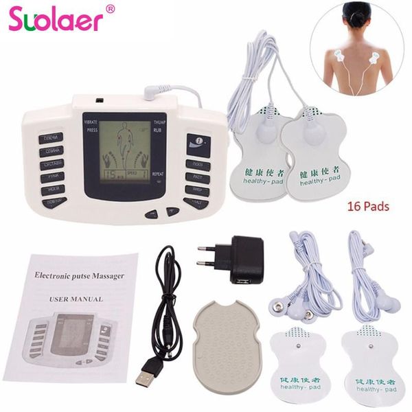 

electric massagers health full body stimulator therapy massage device for back neck waist leg relief with 16pcs electrode pads