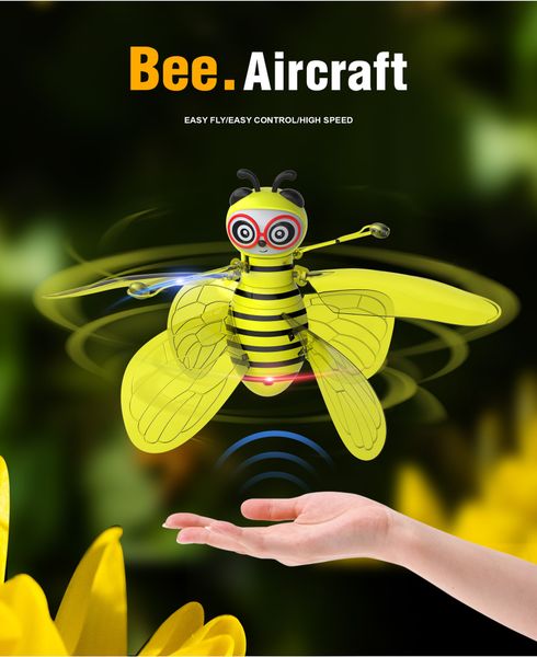 

rc flying mini bee remote control toy electronic infrared induction aircraft rc animal aircraft toy kids gift y200317