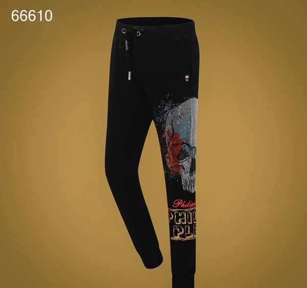 

20fw women mens designer luxury pants pp phillip plain trousers stylist off champ white skull supre superme hoodie sweater pant062, Black