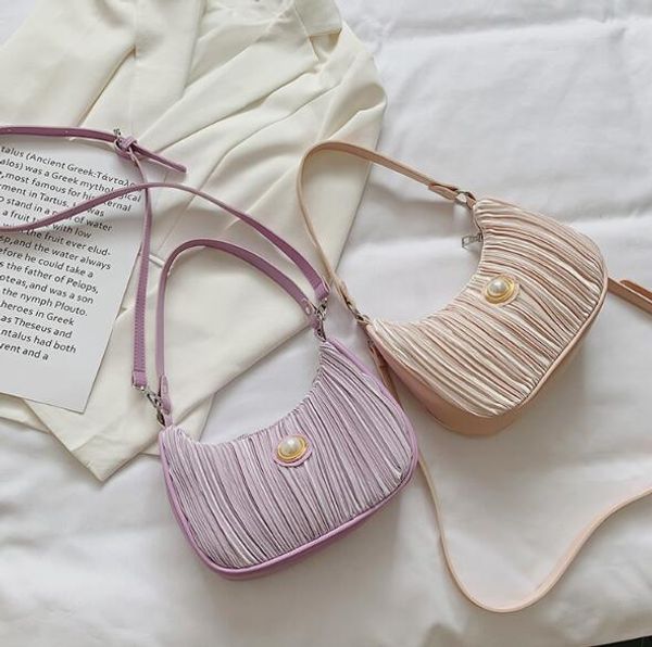 

fashion pleated women underarm bag lady shoulder bags baguette handbags small sister bags