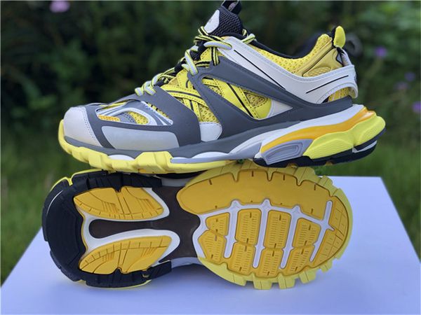 

triple s 3.0 yellow white grey track trainers pairs tess s casual shoes men women triple-s old dad sneakers with original box 36-45