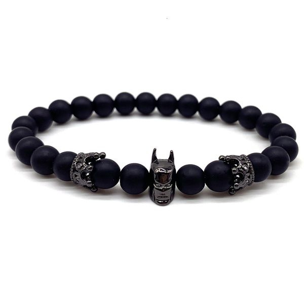 

classic mens bracelets 2020 charm bracelet pave cz vintage double crown matte beads bracelet for men jewelry gift, Golden;silver