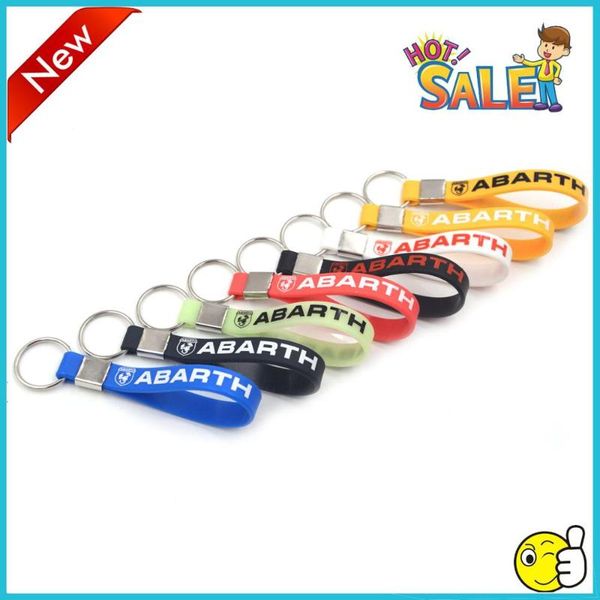 

8kinds of 5pcs car styling car keychain silicone key ring holder abarth logo auto fashion for fiat 500 500c 595 695 124, Silver