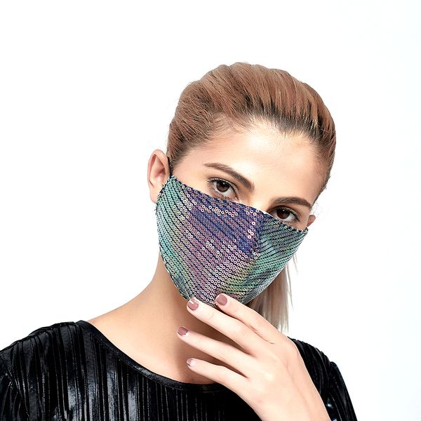 

fashion sequin cotton face mask bling-bling glitter breathable anti dust outdoor protective masks washable reusable half face mask for party