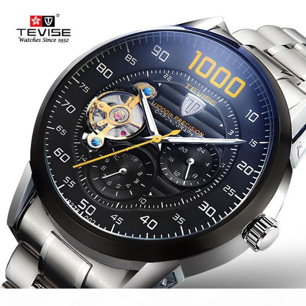 

relogio automatico masculino brand tevise new luxury automatic men tourbillon mechanical watch sport military clock c19010401, Slivery;brown