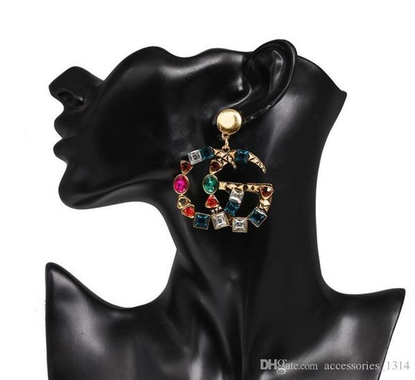 

Hot new products Fashion Korea and Europe personality Baroque retro big letters with diamond stud earrings earrings