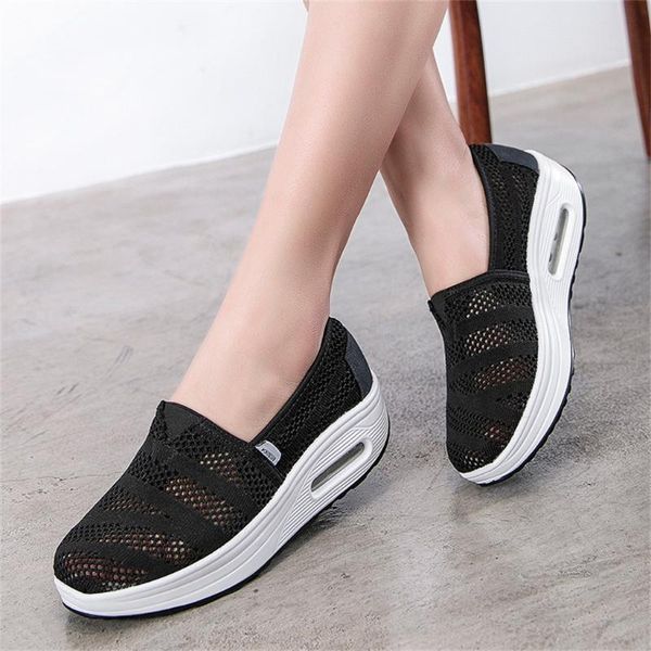 

2020 autumn shoes women sneakers slip on thick buttom women black rocking shoes plus size loafers walking sport shoes#0804