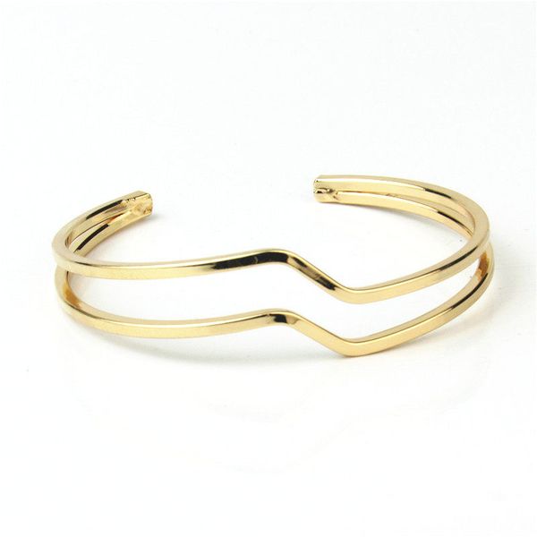 

creative open cuff bangles bracelets wave iron based alloy golden bracelet for women temperament jewelry 16cm, 1 pc, Black